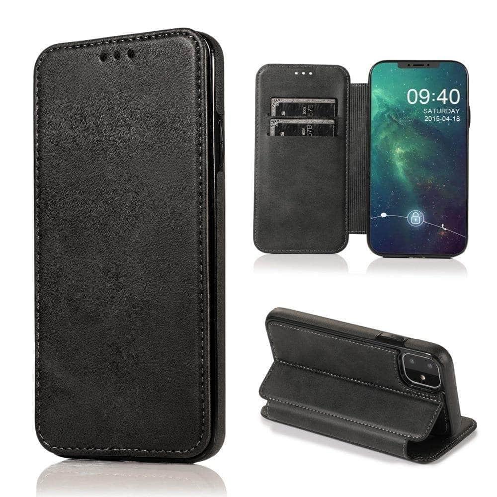 CaseBuddy Australia Casebuddy Magnetic Flip Leather Case iPhone Card Slots Wallet