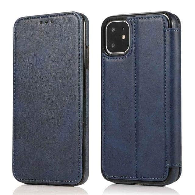 CaseBuddy Australia Casebuddy For iPhone11 Pro Max / Blue Magnetic Flip Leather Case iPhone Card Slots Wallet