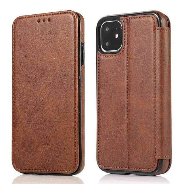 CaseBuddy Australia Casebuddy For iPhone 11 Pro / Dark Brown Magnetic Flip Leather Case iPhone Card Slots Wallet