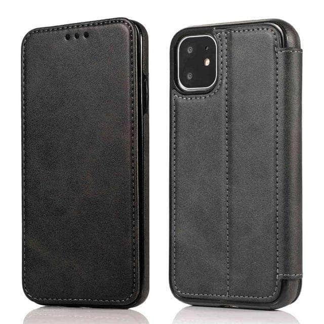 CaseBuddy Australia Casebuddy For iPhone11 Pro Max / Black Magnetic Flip Leather Case iPhone Card Slots Wallet