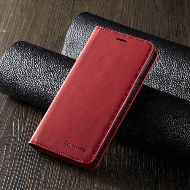 CaseBuddy Casebuddy iPhone 11 / Red Magnetic Leather Flip Phone Case Apple iPhone 11 Luxury Wallet Cover Anti-knock  Fashion Business