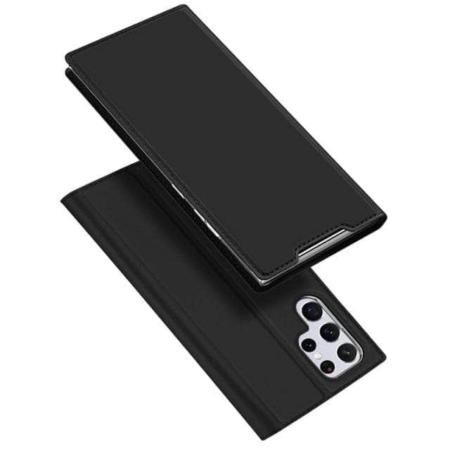 CaseBuddy Australia For S22 Ultra / black Magnetic Leather Flip Wallet Galaxy S22 Ultra Case