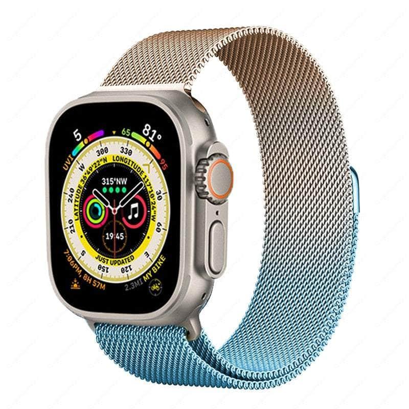 Casebuddy Blue rose gold / 42mm -44mm-45mm-49mm Magnetic Strap Apple Watch Ultra 8 7 6 SE 5 4 3