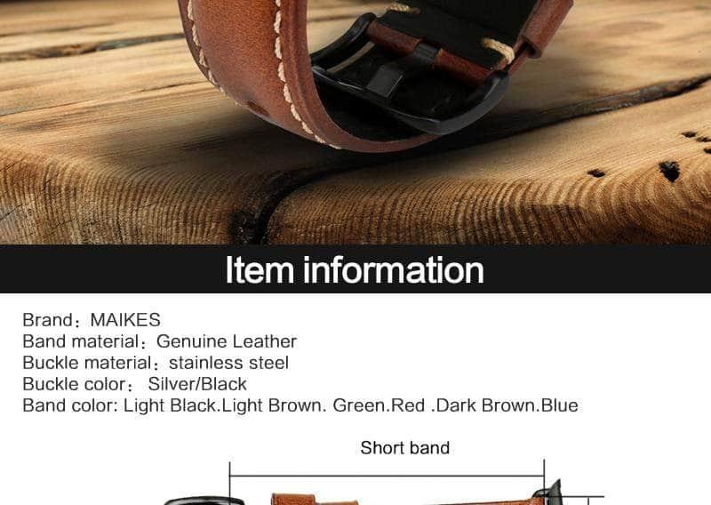 MAIKES Genuine Leather Vintage Watch Strap Apple Watch 6 5 4 3 2 1 SE 44/42/40/38 - CaseBuddy