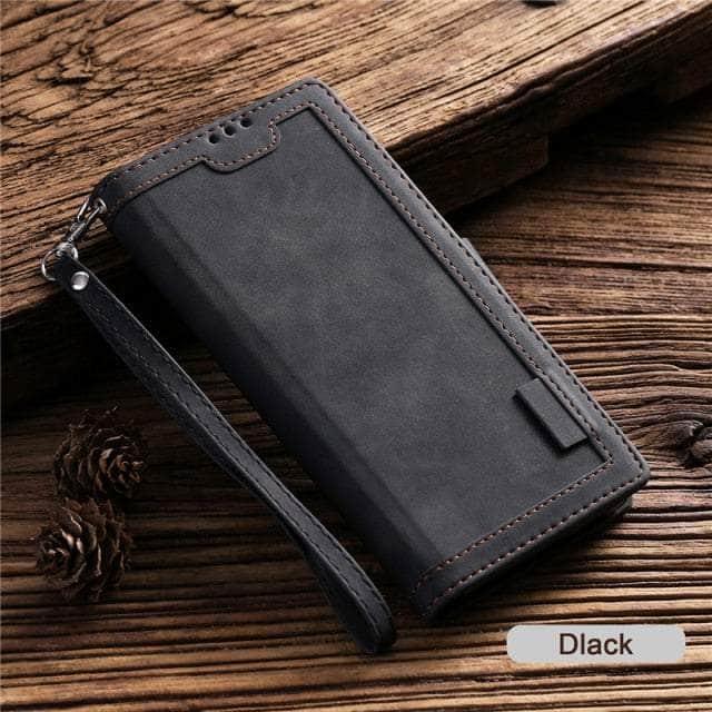 CaseBuddy Australia Casebuddy For iPhone SE 2022 / black / Case & Strap Matte Leather iPhone SE 2022 Wallet Flip Case