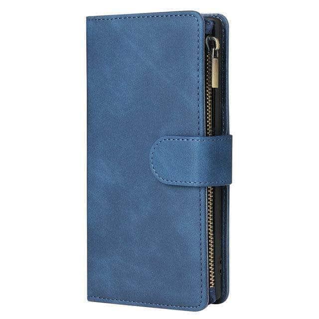 CaseBuddy Australia Casebuddy For S21 / Blue / Case & Strap Multifunction Leather Wallet Zipper Galaxy S21 Case