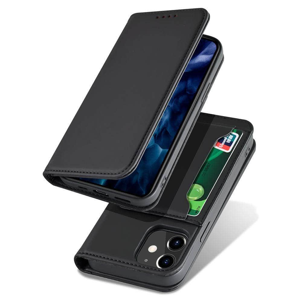 Premium Magnetic iPhone 11 12 Pro Max Plus Mini X Xr Xs Card Slot Kickstand Case - CaseBuddy