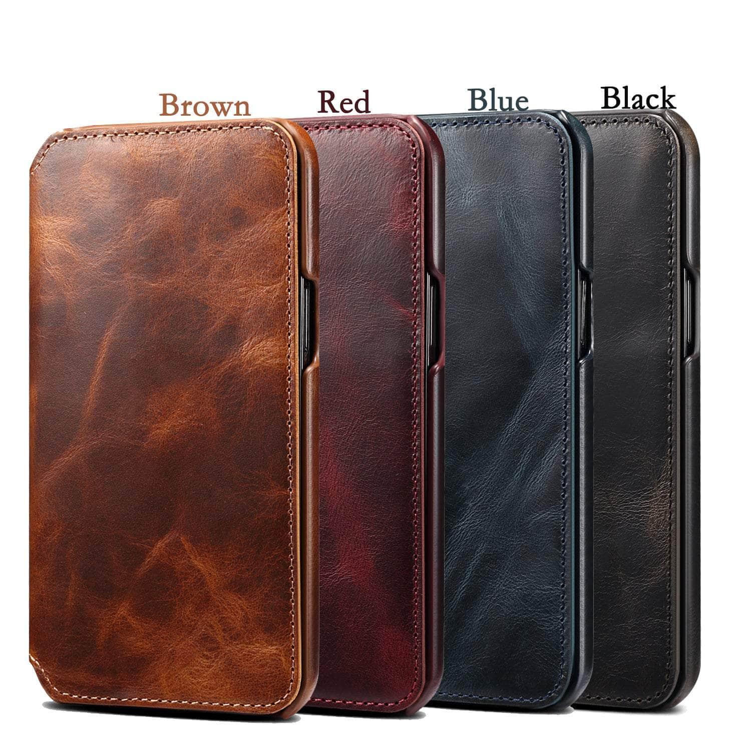 Casebuddy Real Leather iPhone 14 Leather Retro Wallet Case