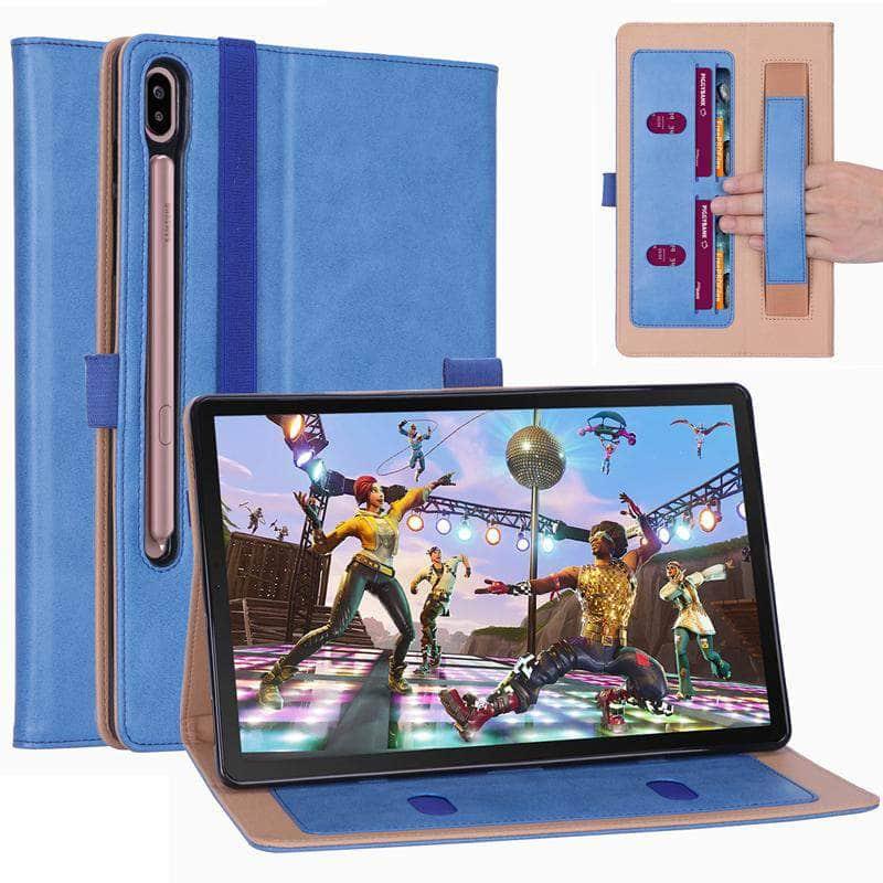 Retro Leather Case Galaxy Tab S6 10.5" T865 T860 Business Handheld Card Stand - CaseBuddy