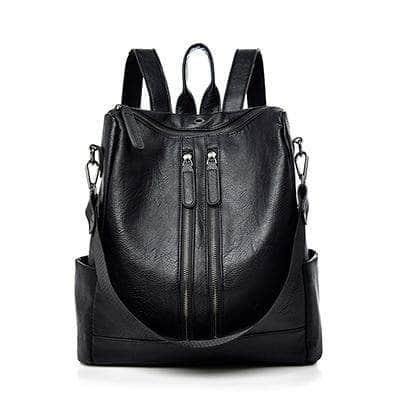 CaseBuddy Australia Casebuddy black Saiten Leather Women Backpack Casual School Teenager Multifunction