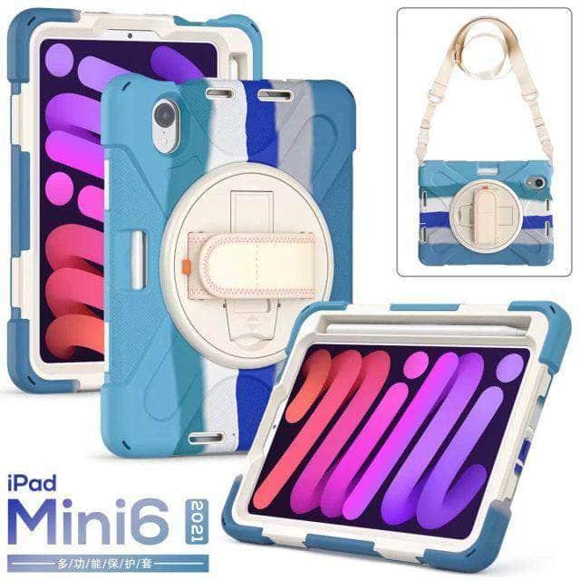 CaseBuddy Australia Casebuddy Coloful Blue / For ipad mini 6 Shockproof Protective Rugged Pencil Holder iPad Mini Case