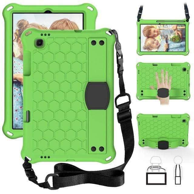CaseBuddy Australia Casebuddy Green Strap Shockproof EVA Full Body Cover Kids Galaxy Tab S6 Lite 10.4 P610 P615