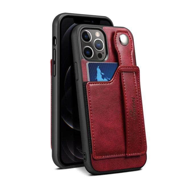 CaseBuddy Australia Casebuddy For Iphone 13Pro Max / Red Suteni Card Simplicity iPhone 13 Pro Max Leather Case