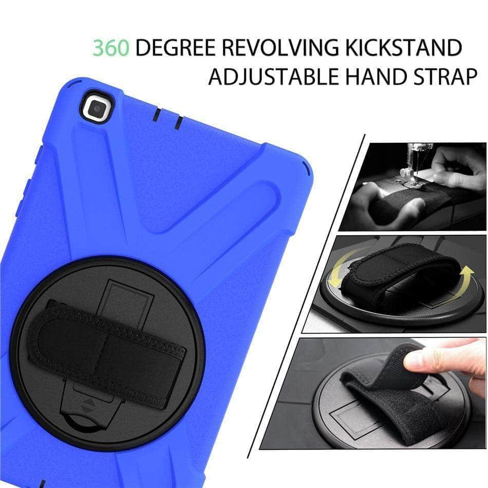 CaseBuddy Casebuddy Tab A 8.0 2019 Heavy Duty Rugged Shockproof Case 360 Rotate Kickstand/Hand+Neck Strap SM-T290 T295 T297