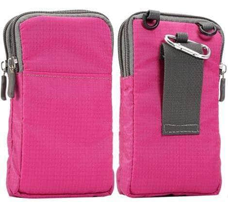 CaseBuddy Casebuddy Rose Red Universal 6.3-6.9 inch Mobile Phones Pouch Outdoor 3 Pockets 2 Zippers Wallet Case Belt Clip Bag Samsung Galaxy Note 10 Plus