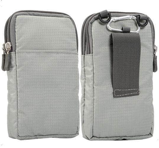 CaseBuddy Casebuddy Light grey Universal 6.3-6.9 inch Mobile Phones Pouch Outdoor 3 Pockets 2 Zippers Wallet Case Belt Clip Bag Samsung Galaxy Note 10 Plus