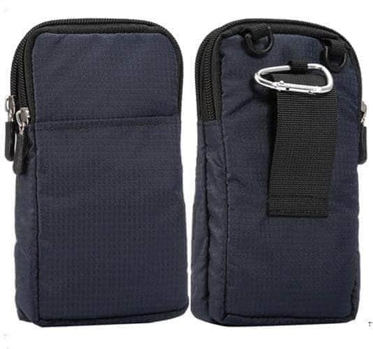 CaseBuddy Casebuddy Blue Universal 6.3-6.9 inch Mobile Phones Pouch Outdoor 3 Pockets 2 Zippers Wallet Case Belt Clip Bag Samsung Galaxy Note 10 Plus