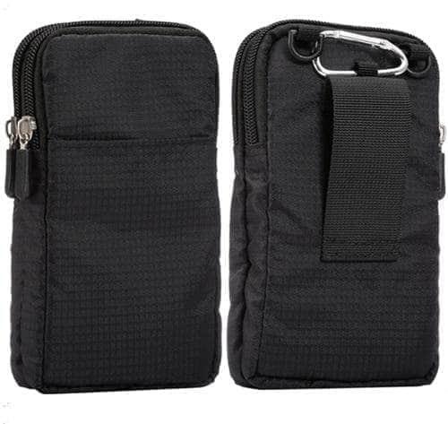 CaseBuddy Casebuddy Black Universal 6.3-6.9 inch Mobile Phones Pouch Outdoor 3 Pockets 2 Zippers Wallet Case Belt Clip Bag Samsung Galaxy Note 10 Plus