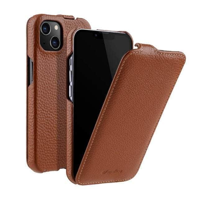 CaseBuddy Australia Casebuddy For iPhone 13 / brown Vertical Open Genuine iPhone 13 Business Wallet Case