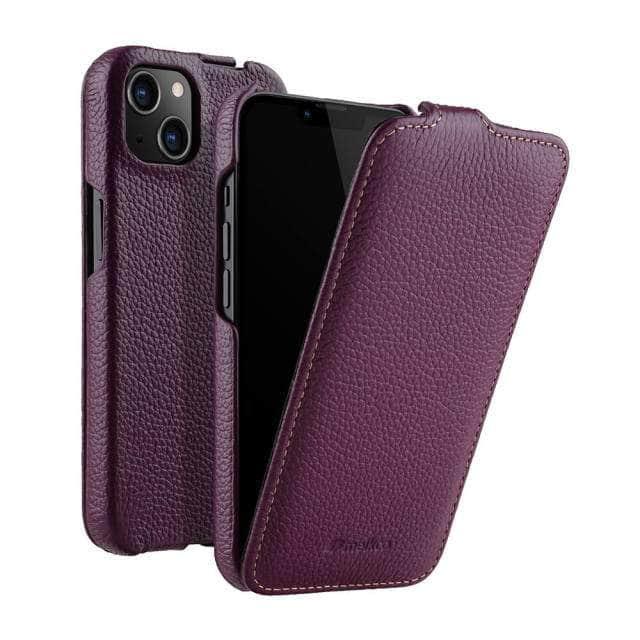 CaseBuddy Australia Casebuddy For iPhone 13 ProMax / purple Vertical Open Genuine iPhone 13 Pro Max Business Wallet Case