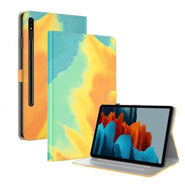 CaseBuddy Australia Casebuddy Green Yellow Watercolor Gradient Galaxy Tab S8 11 X700 Leather Stand Cover
