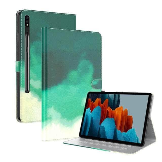 CaseBuddy Australia Casebuddy Green Watercolor Gradient Galaxy Tab S8 11 X700 Leather Stand Cover